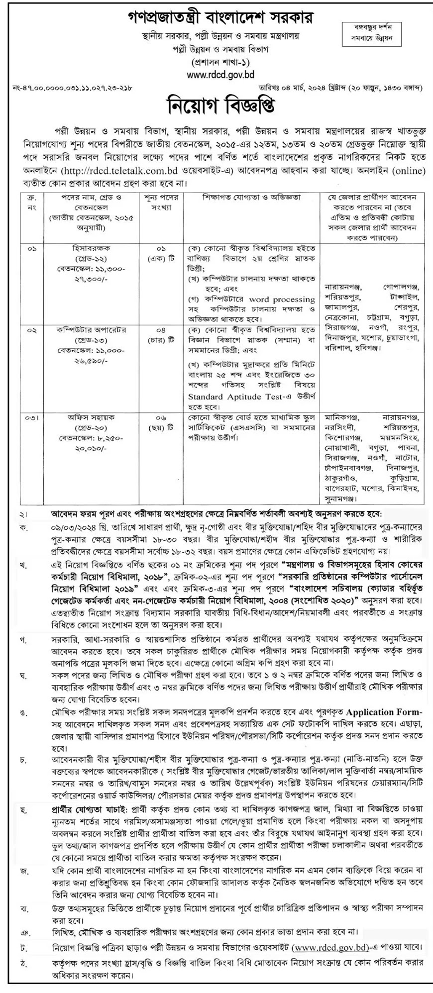 RDCD Job Circular 2024