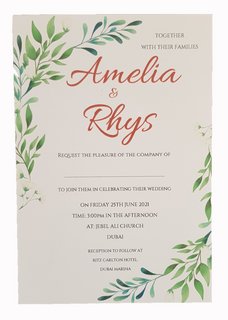 Botanical Wedding / Event invitation cards - set of 10