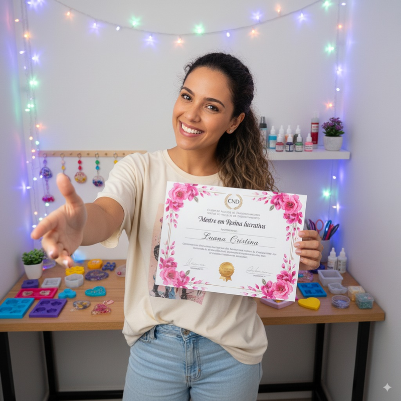 Aluna Luana Cristina com certificado