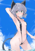 1girl, sanya v. litvyak, strike witches, mikozin, {{white slingshot swimsuit}},  s-2932876865