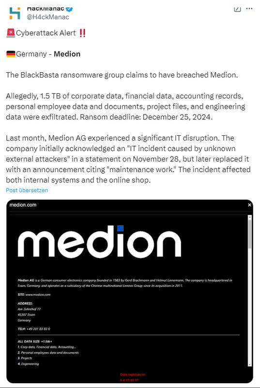 Black Basta-Angriff auf Medion