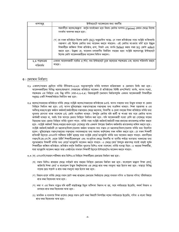 HSC College Admission Circular