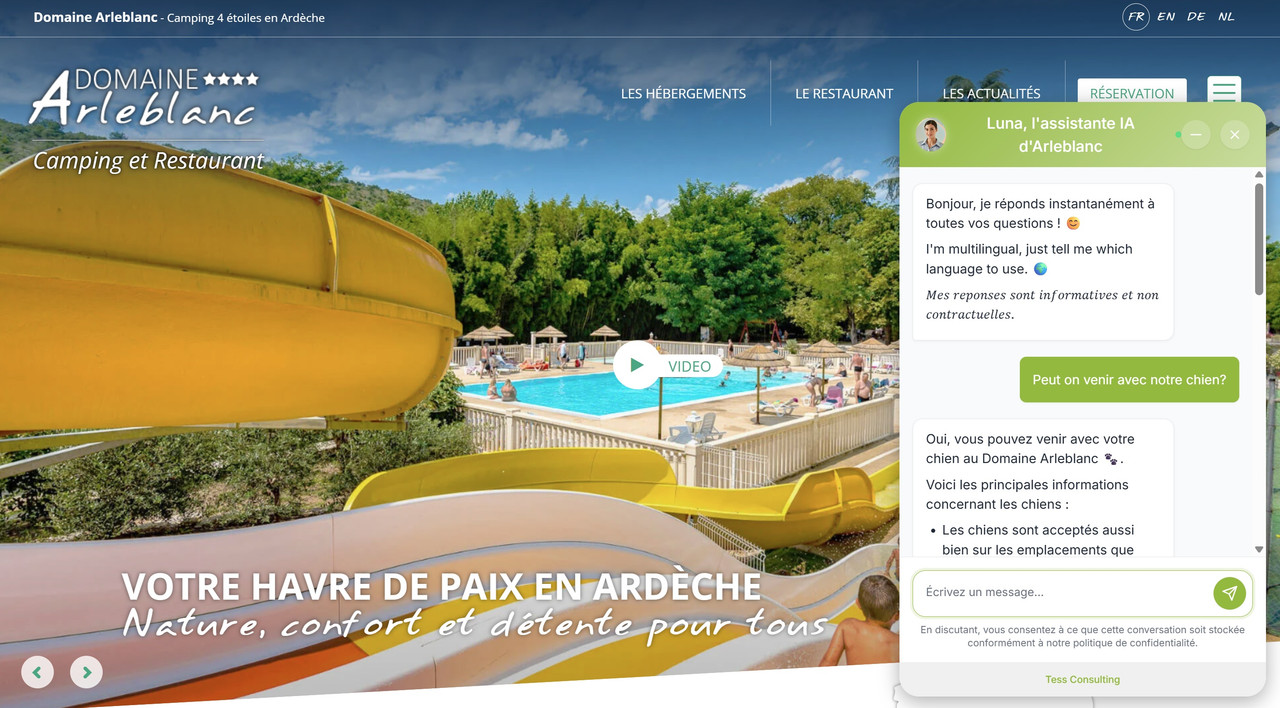 Chatbot IA pour camping