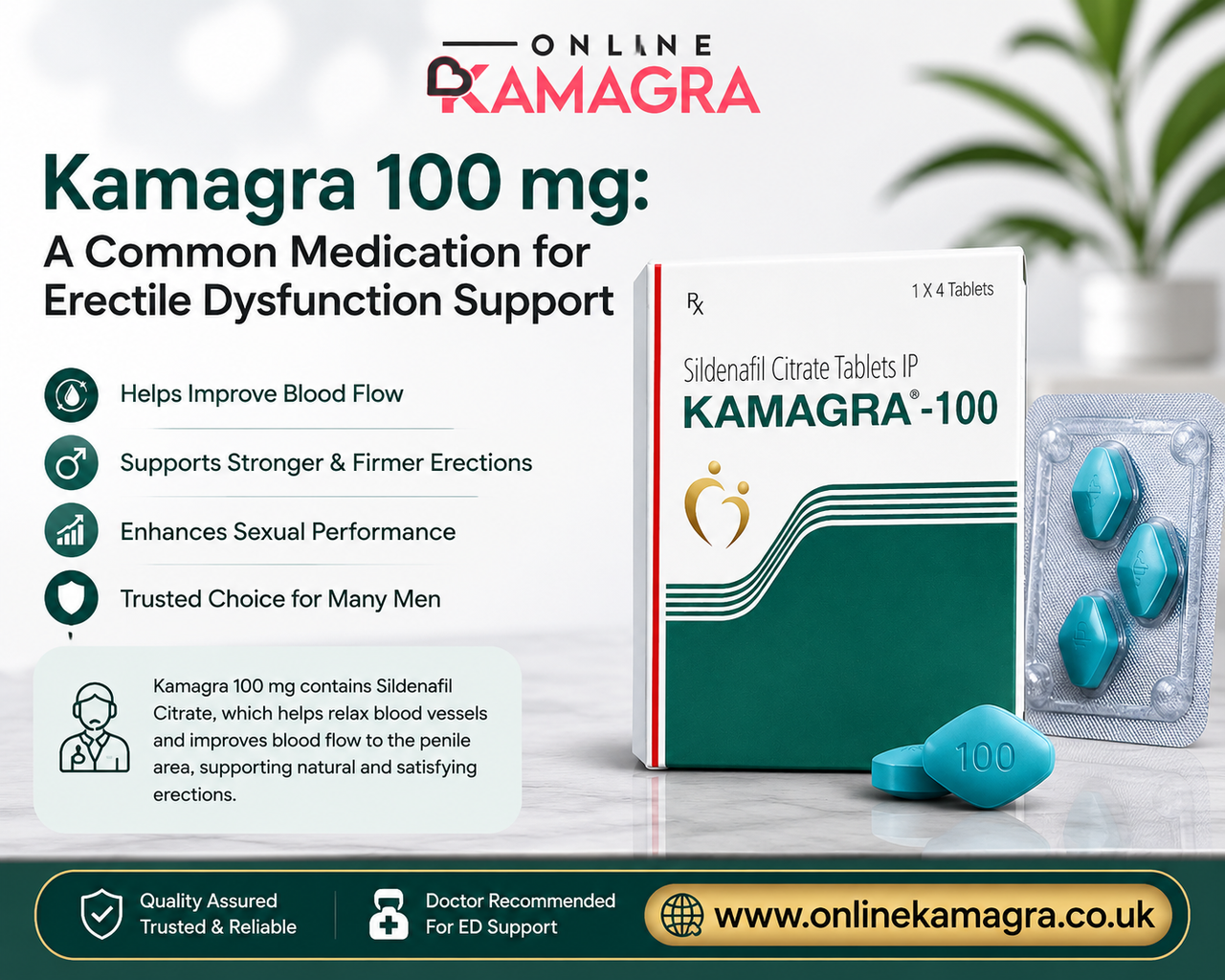 Kamagra 100 mg: A Common Medication for Erectile Dysfunction Support