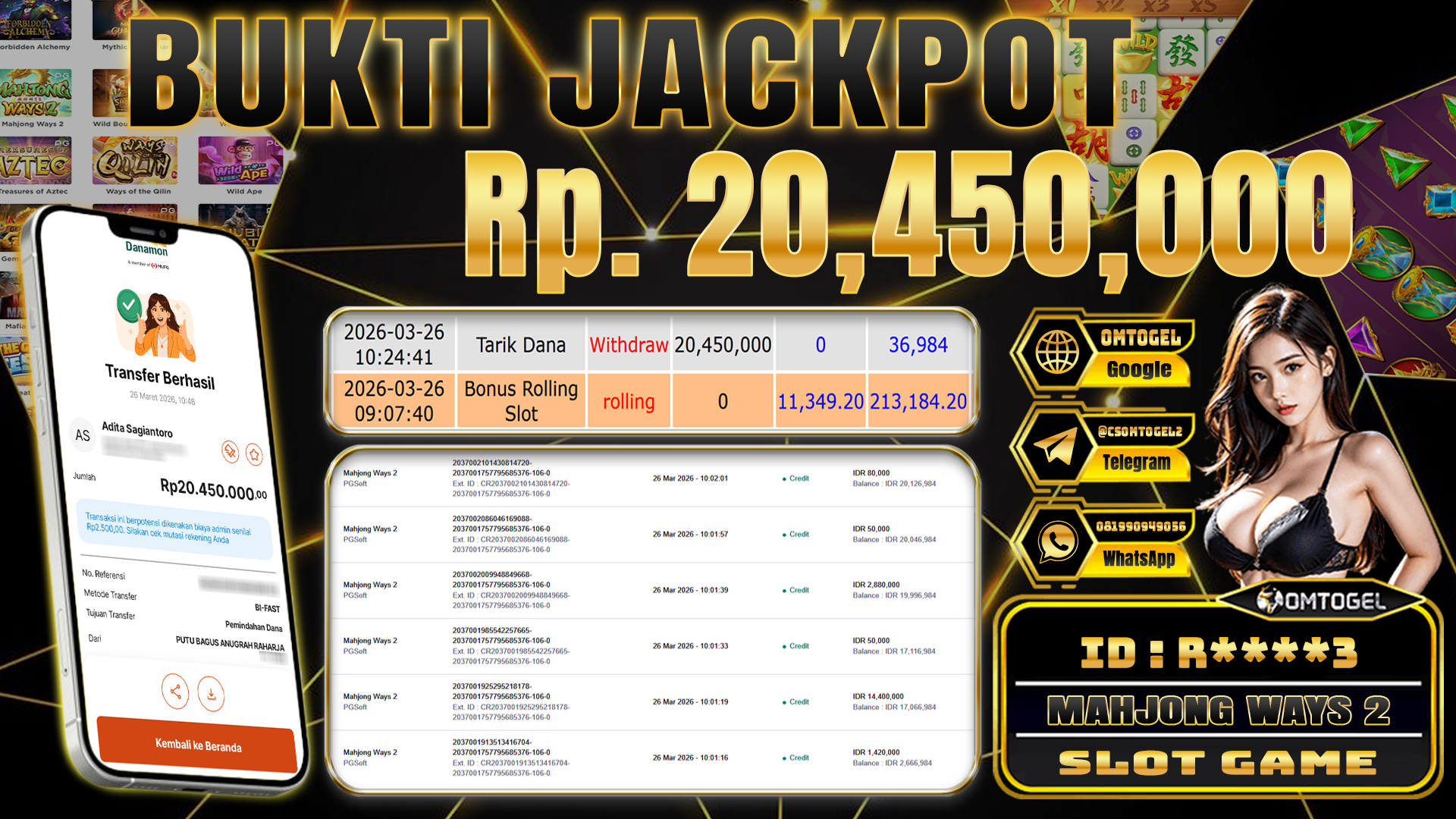 OMTOGEL JACKPOT PG SOFT MAHJONG WAYS ,20 JUTA DI BAYAR LUNAS ,-