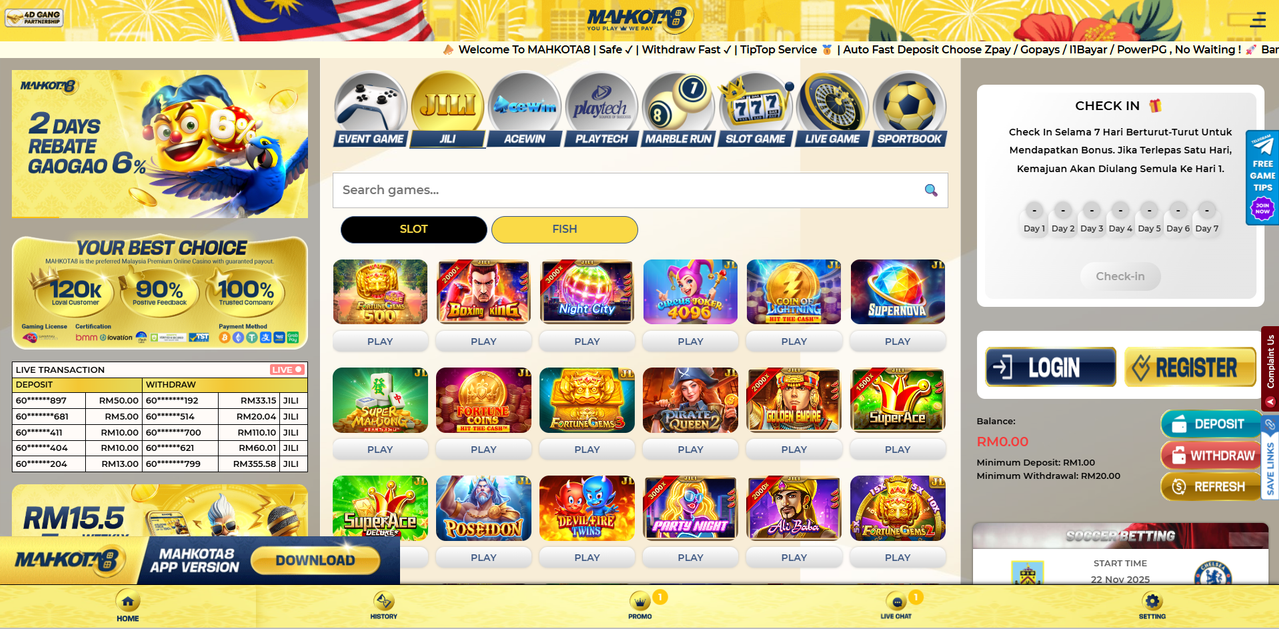 mahkota8-link-free-credit-no-deposit