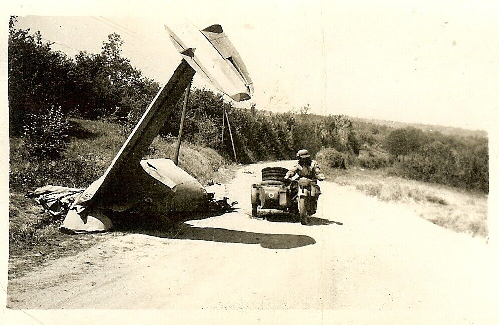 German Motorcycle by Wreckage of French Lioré-et-Olivier LeO 451 Bomber! 1940