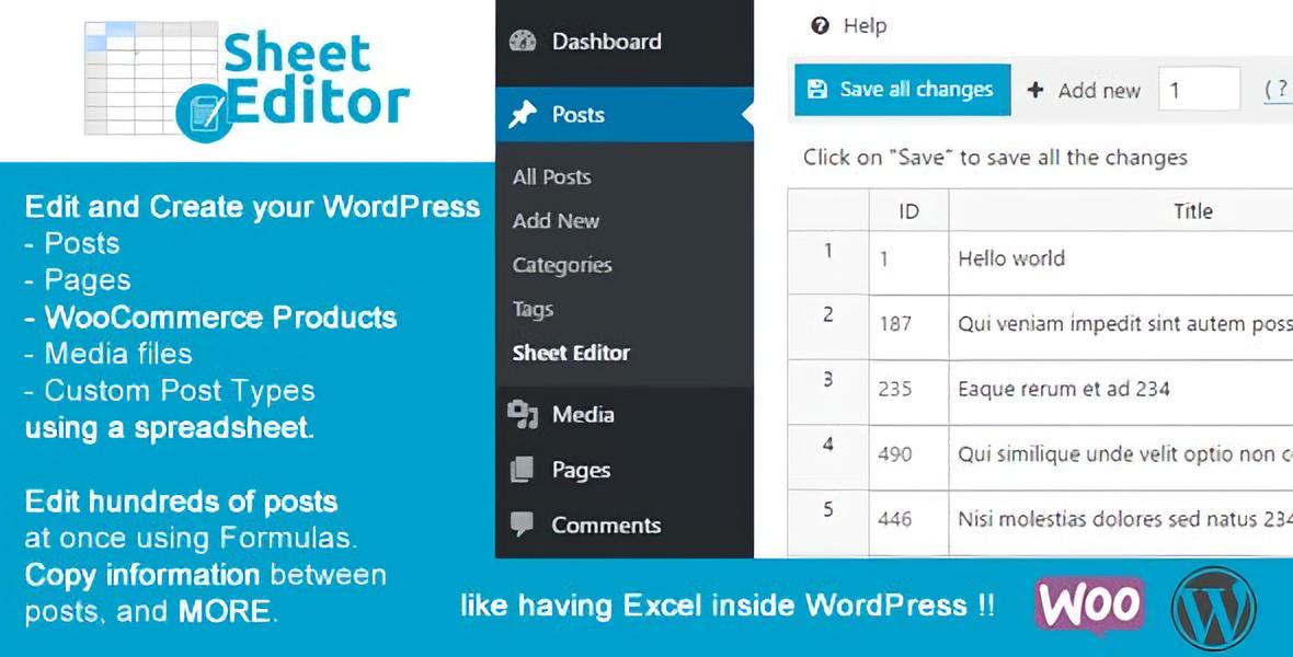 WP Sheet Editor (Premium) WordPress Plugin
