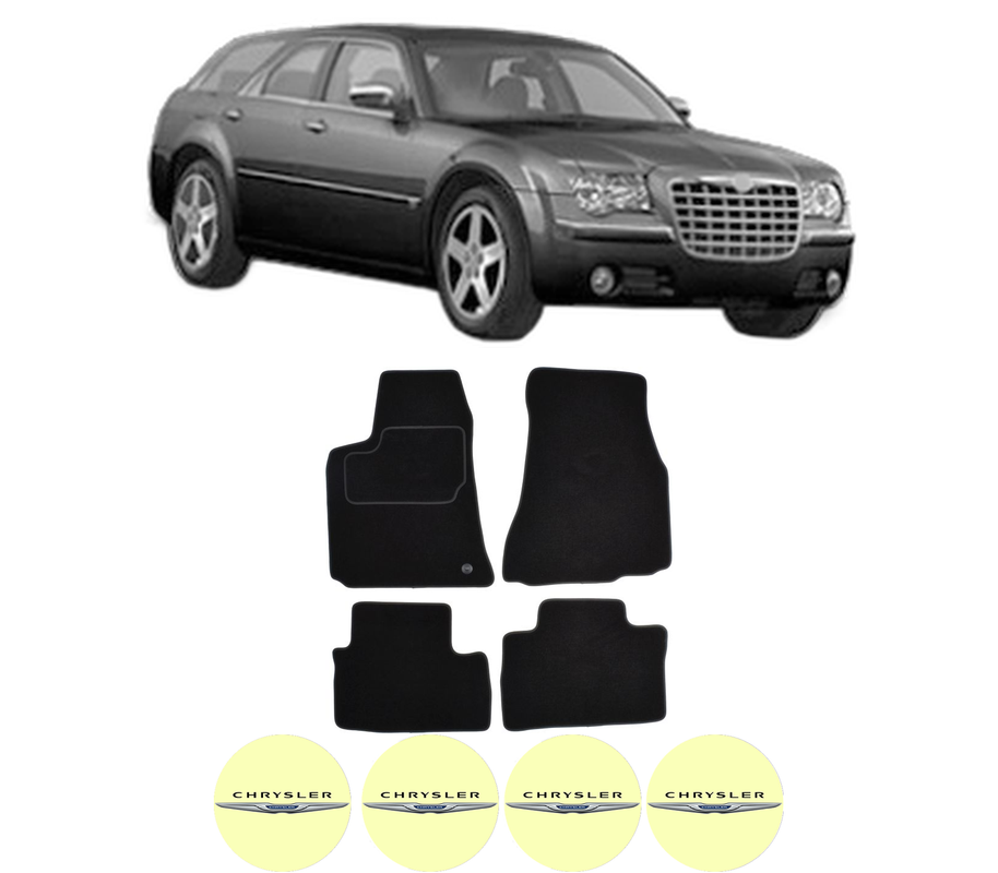 Set Covorase Presuri CHRYSLER 300C Touring (LX, LE) din 2004-2010, Auto, Material Textil Mocheta, 4 Stickere auto cu CHRYSLER