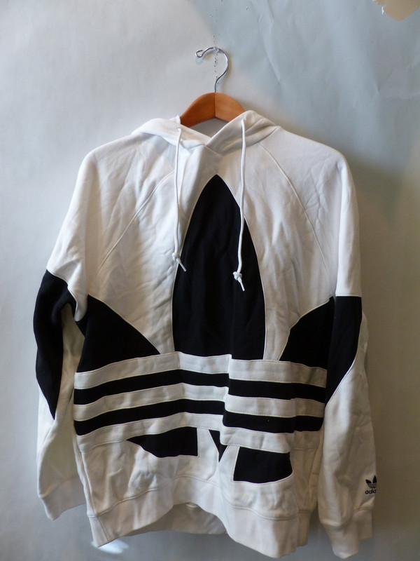 ADIDAS NEW MENS ORIGINAL COMFORTABLE BIG TREEFOIL HOODIE WHITE SIZE LARGE