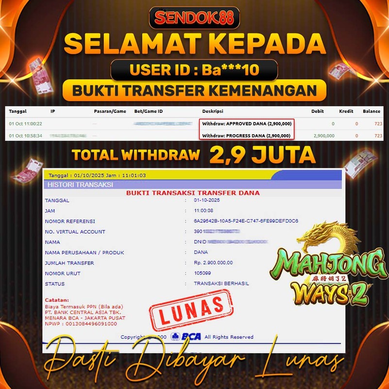 SENDOK88 JEPE! MAHJONG WAYS 2 Rp 2.900.000,- LUNAS!