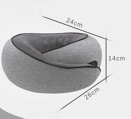 Light Grey Ergonomic Memory Foam Travel Neck Pillow - U-Shaped Support