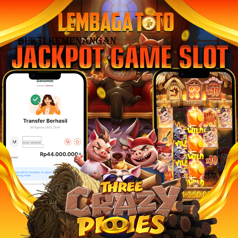 BUKTI JACKPOT 31 AGUSTUS LEMBAGATOTO THREE CRAZY PIQIES  Rp.44.000.000,- LUNAS