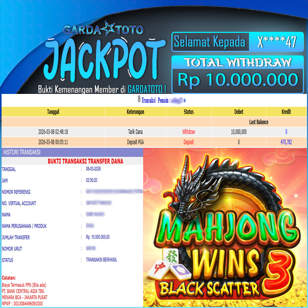 JACKPOT DI PERMAINAN SLOT PG SOFT MAHJONG WINS 3 WD Rp10.000.000,- DIBAYAR LUNAS GARDATOTO MANTAP!