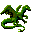 Tiny pixel art animation of a dragon spitting fire.