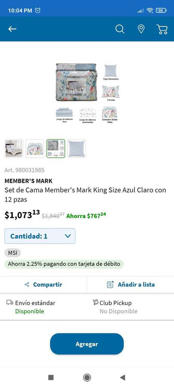 Sam's Club: Edredon Sams club 12 piezas tamaño KING