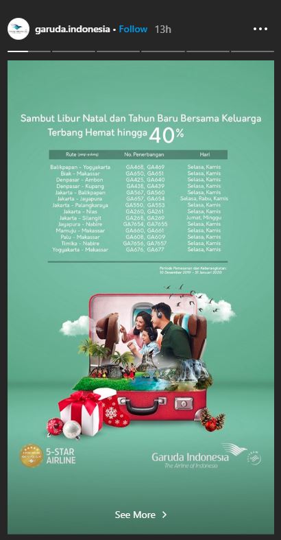 Promo tiket pesawat Garuda Indonesia hemat hingga 40 persen.