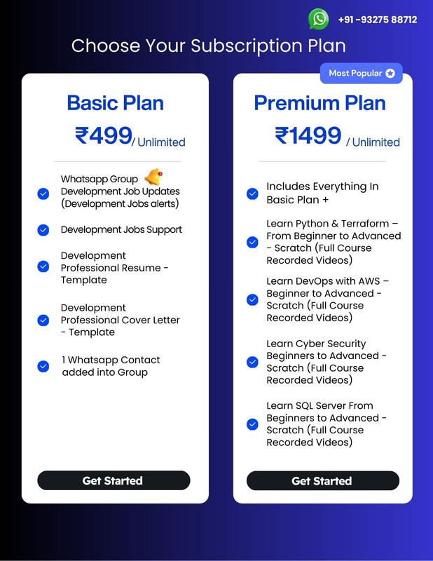 Development Jobs Subscription Plans