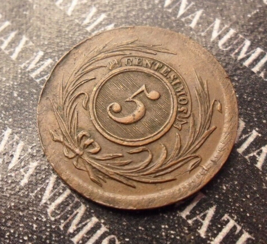 Uruguay •1854• 5 Centésimos S-l1600-1