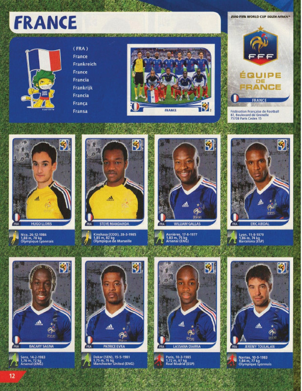 Album Panini Sudáfrica 2010-12