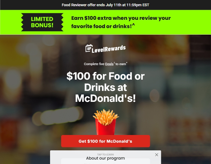 UpLevelRewards featured offer
