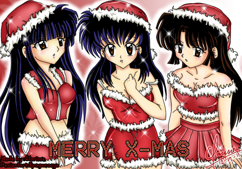 Hình vẽ Kikyou, Kagome, Sango bộ Inuyasha - Page 18 Inuyasha_christmas_girls_by_spogunasya-d4jjm6q