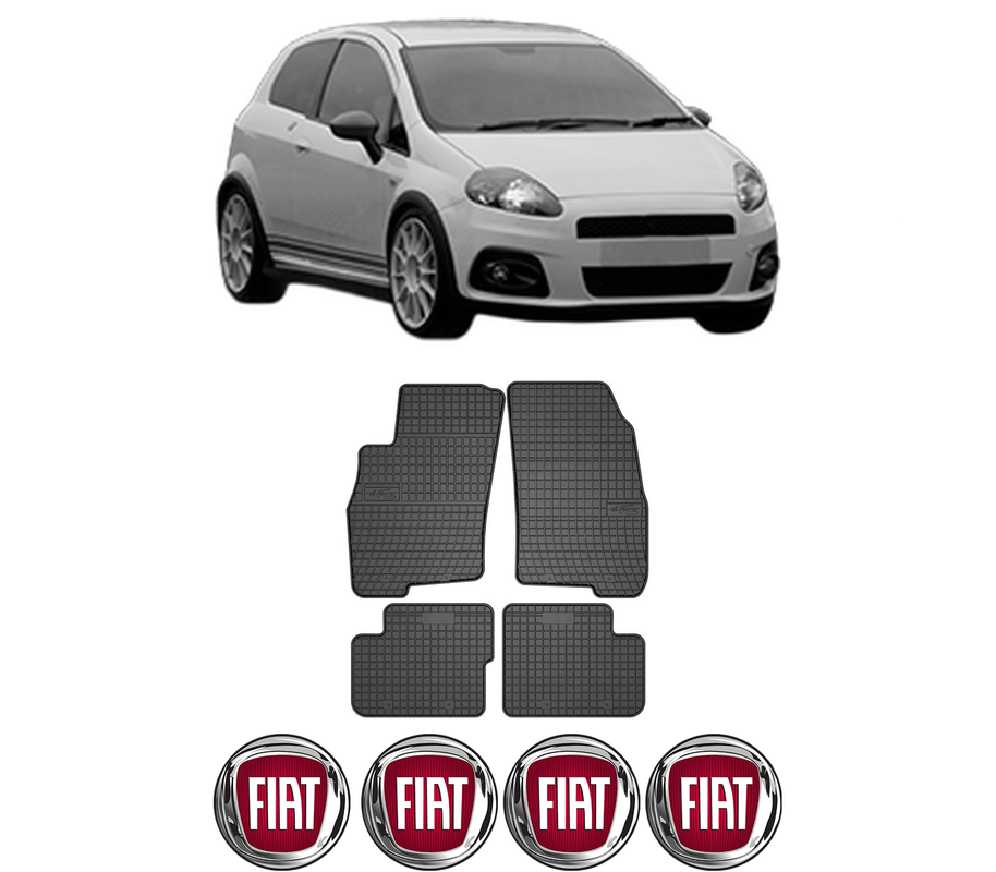 Set covorase presuri FIAT PUNTO din 2005-2015, auto, din cauciuc thermoplastic, 4 Stickere auto cu FIAT