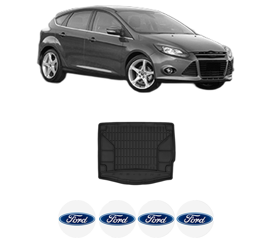 Tavita Portbagaj FORD FOCUS III din 2010-2020, Protectie Portbagaj Auto, 4x Stickere auto cu FORD