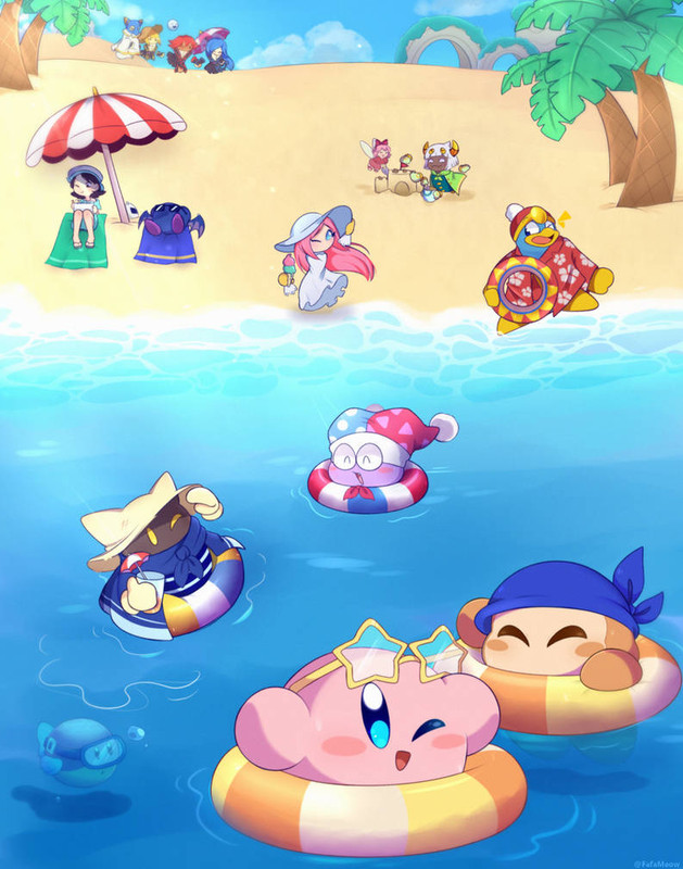 kirby-and-friends-at-the-beach-by-fafame