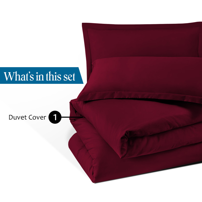Picture of VEGAS HOTEL COLLECTION Classic Egyptian Cotton 1-Piece Duvet Cover { Zippered Closure } 1000 Thread Count- Fabulous Solid Looking Color Burgundy - Oversized King Size
