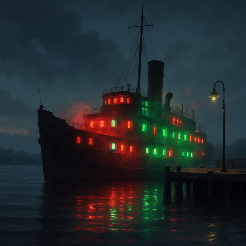Red and Green glowing ship