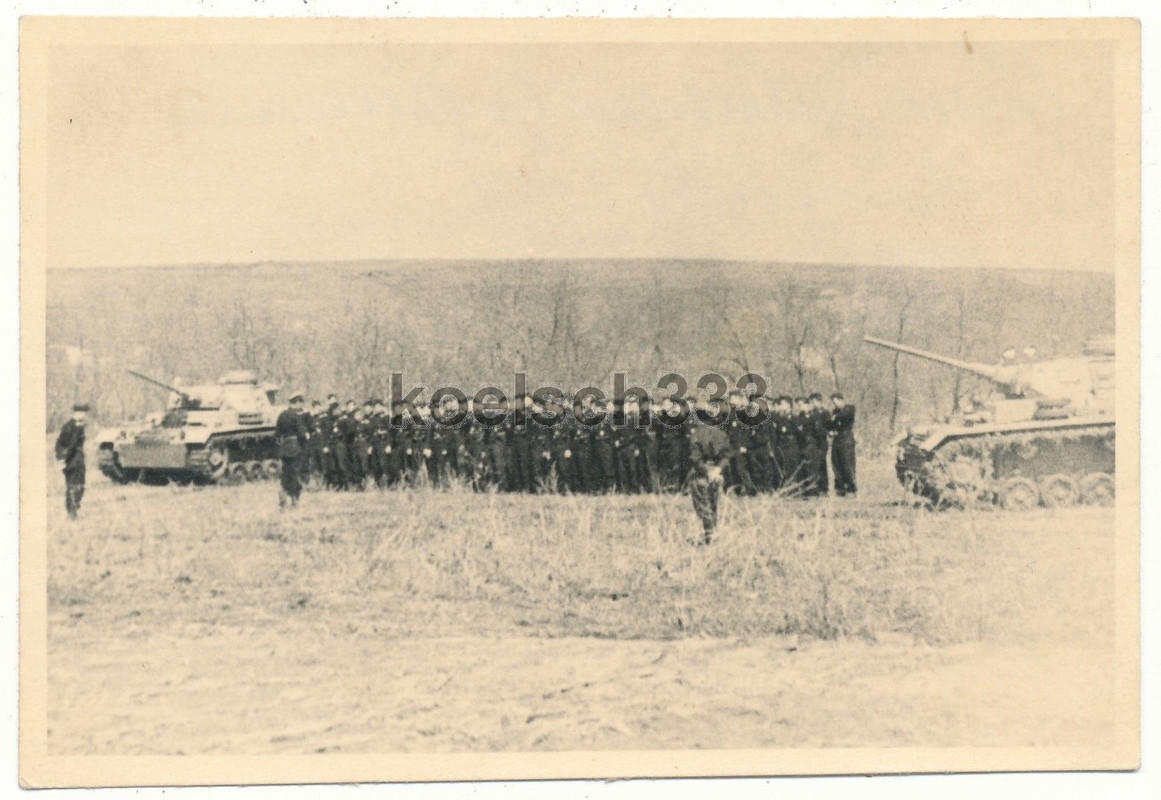 Foto Warwarowka Panzermänner vor Kommandeur ange