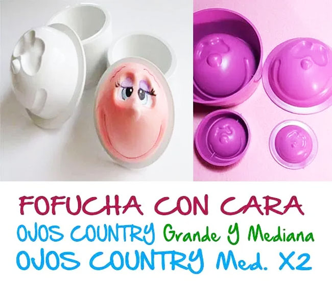 Molde foamy cara muñeca Fofucha Glotona Ojos Country termoforma