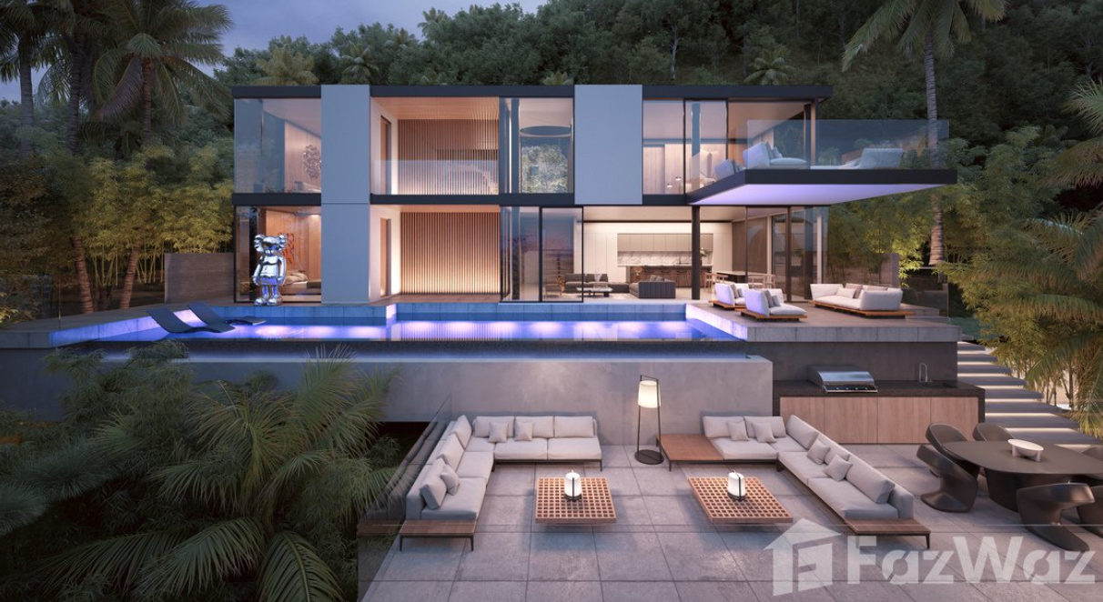 Luxury private pool villa in Phuket at night
