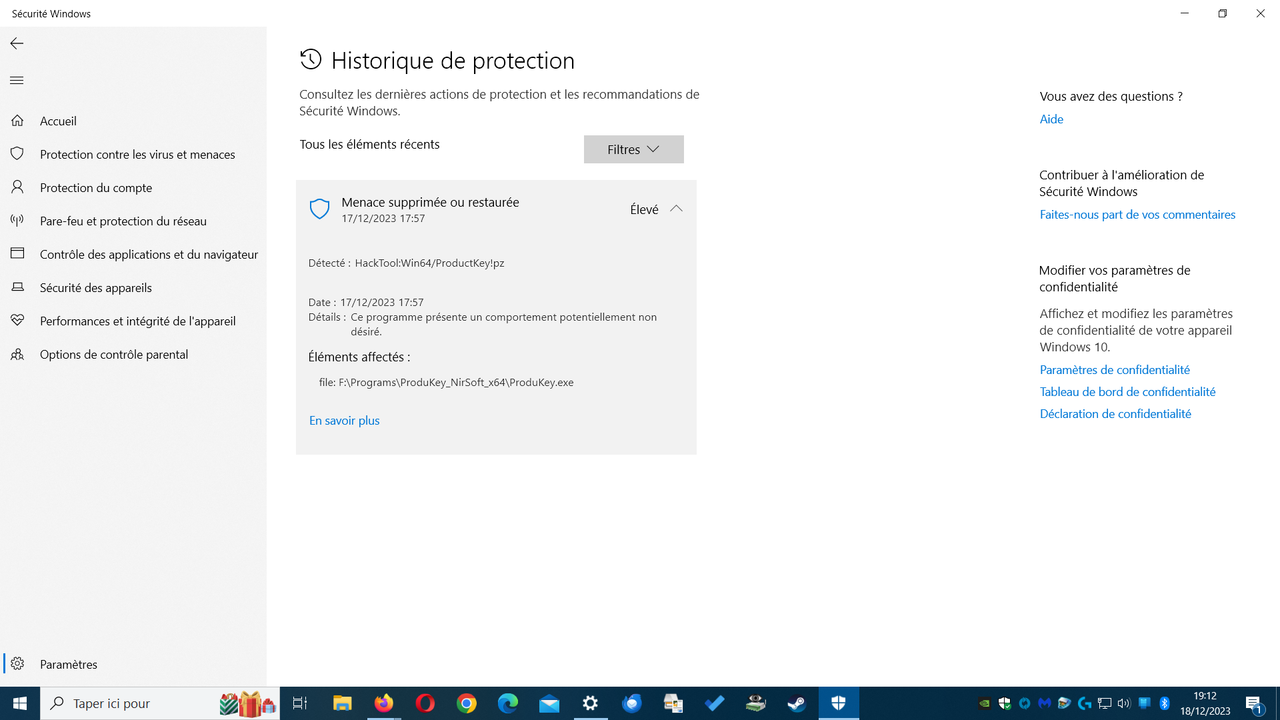 historique dE PROTECTION APRES FRST