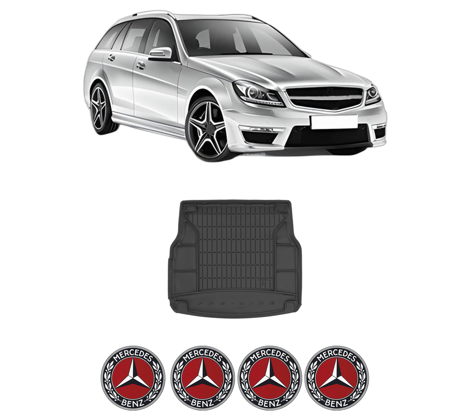 Tavita Portbagaj MERCEDES-BENZ C-CLASS T-Model (S204) din 2007-2014, Protectie Portbagaj Auto, 4x Stickere auto cu MERCEDES-BENZ