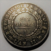 FRANCIA: 6 Livres au Génie - París, 1793. Dedicado a JULEN IMG-20190409-194110