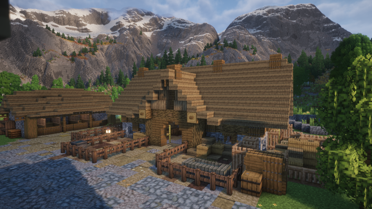 Maids Morten Stablery - Realistic Medieval Stable Build | Medieval Unlimited Server Minecraft Map