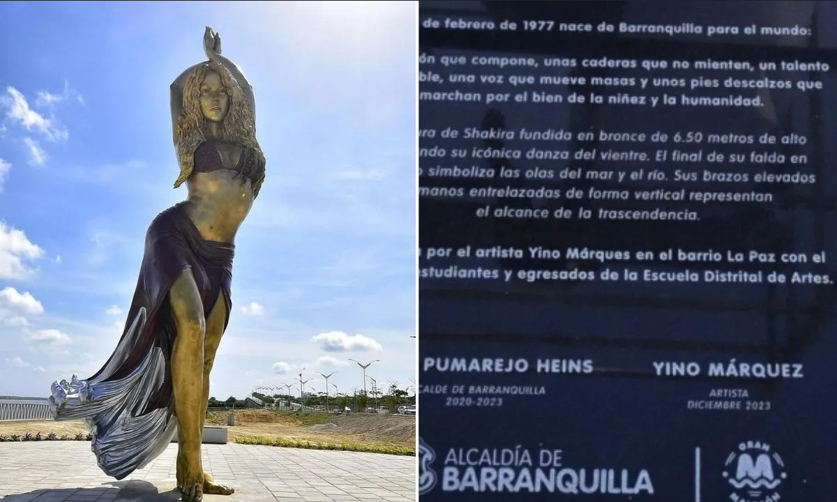 Estatua de Shakira en Barranquilla desata burlas por tremendo error ortográfico