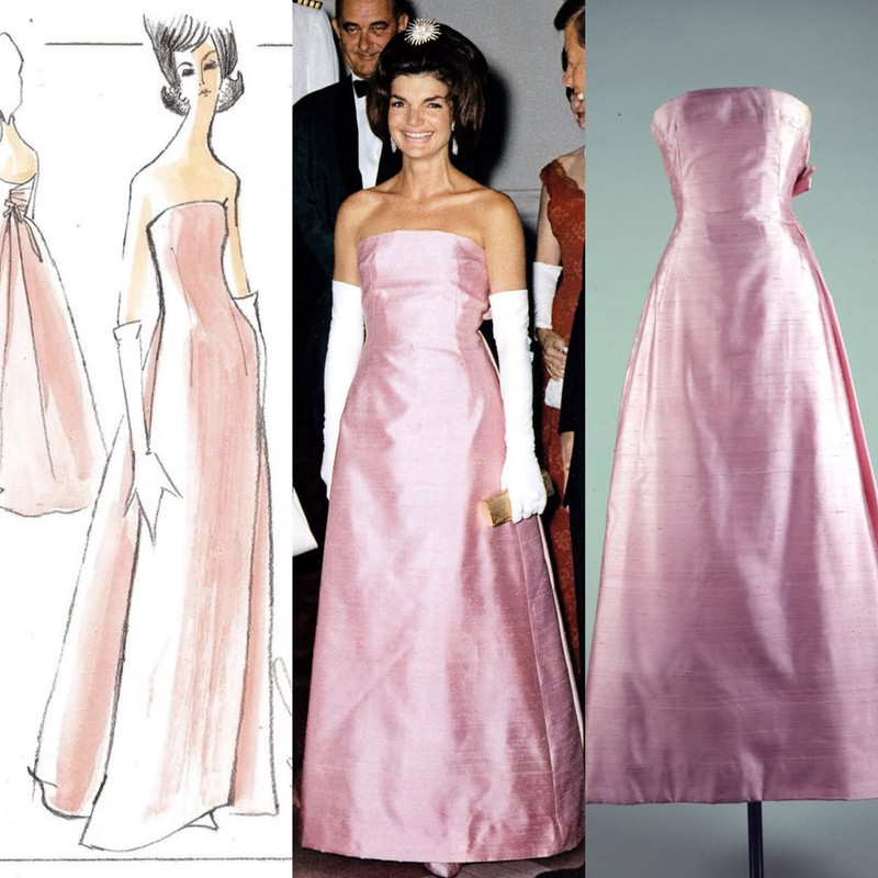 Pink satin — Oleg Cassini gown