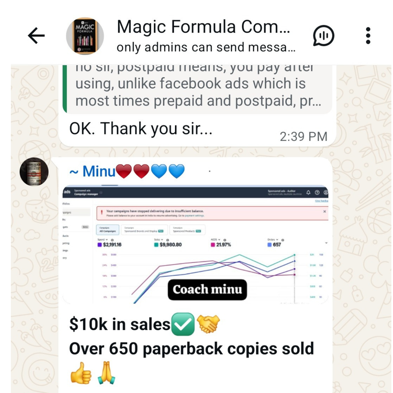 Amazon KDP student result screenshot