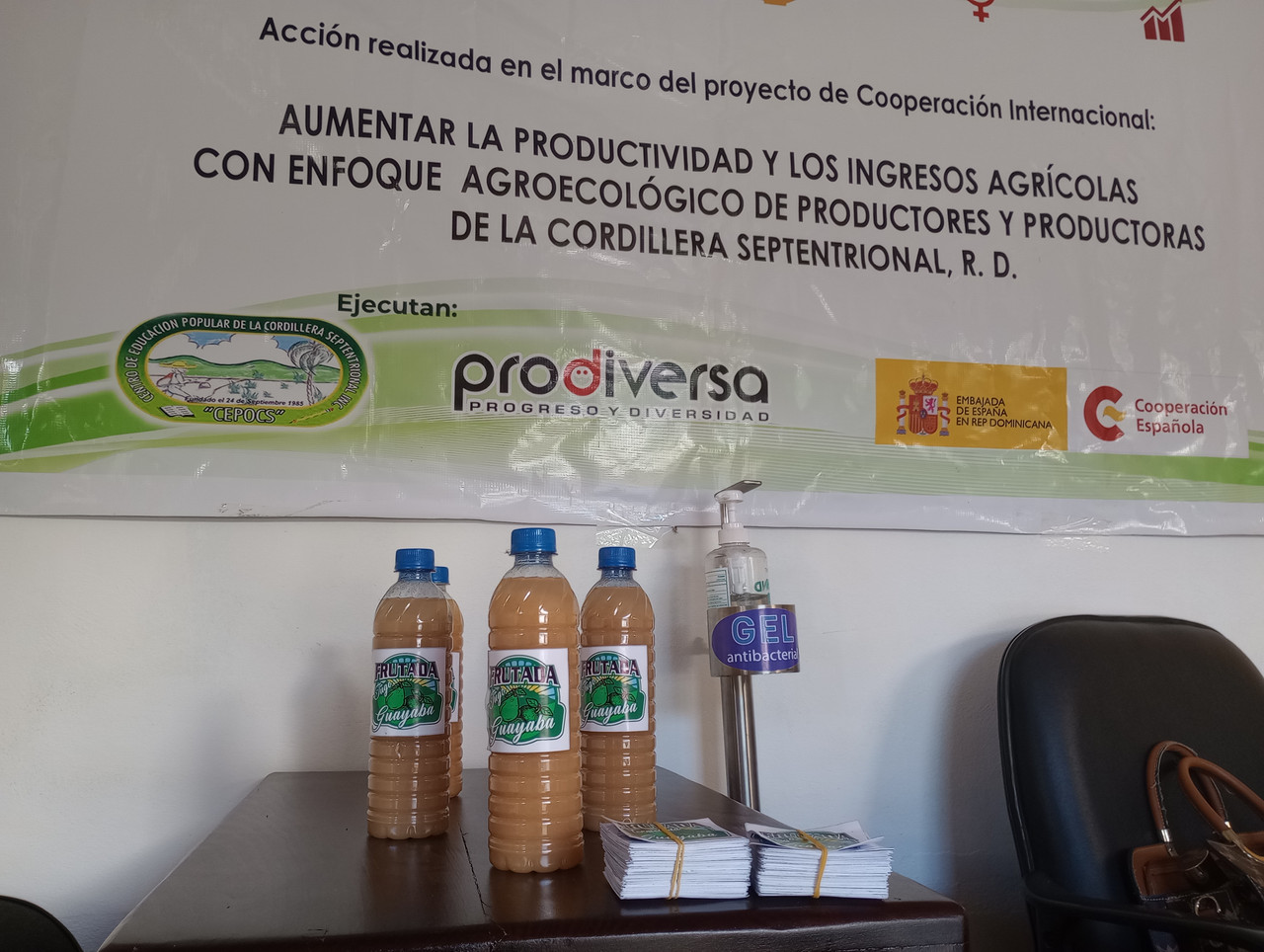 Muestra de jugos elaborados por Frutada (proyecto de AECID)