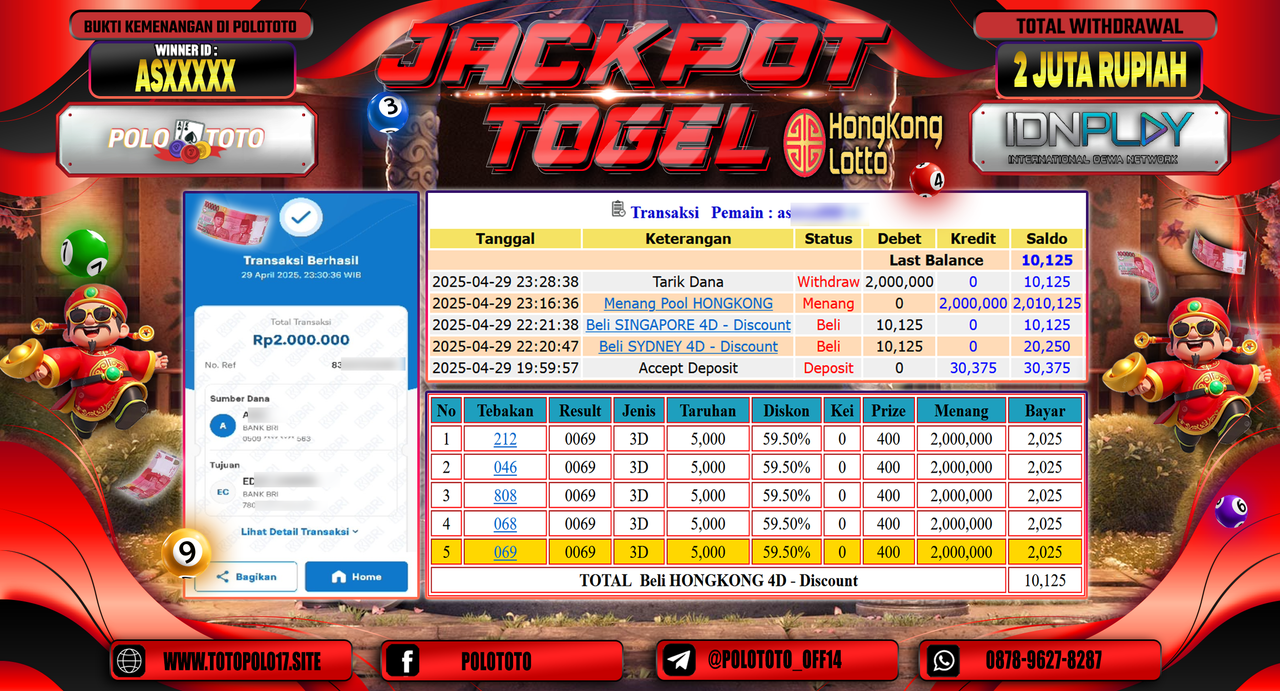 POLOTOTO JACKPOT TOGEL HONGKONG LOTTO Rp.2.000.000,-