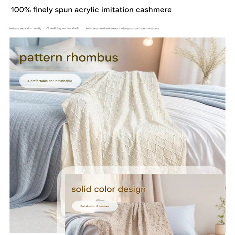 Red Nordic Minimalist Knit Throw Blanket – 127×180cm Lightweight, Soft & Breathable Fleece-like Fabric with Tassel Edges for Sofa, Bed, Yoga & Air Conditioning Use