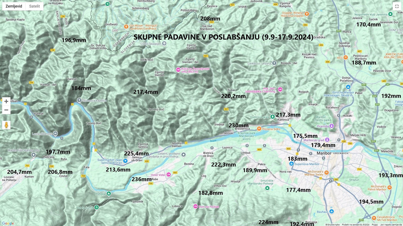 Skupne padavine v poslabšanju (9.9-17.9.2024) Dravska dolina, Kozjak, Pohorje (popravek anomalij)