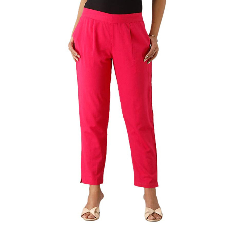 Women's Cotton Pants Casual Ankle Length Trousers Straight Fit Casual &  Festive