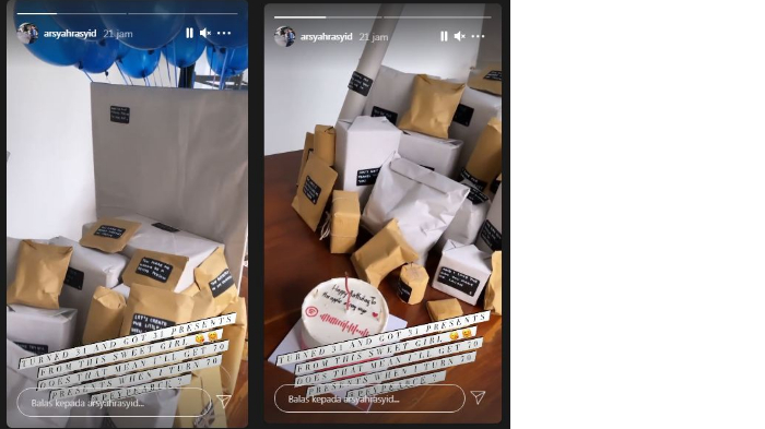 Kado-kado yang diberikan Pevita Pearce untuk Arsyah Rasyid