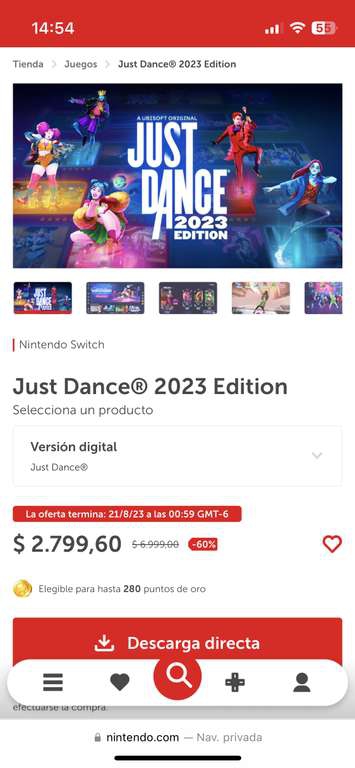 Just Dance 2023 en Nintendo eShop Argentina Switch | precio sin impuesto 
