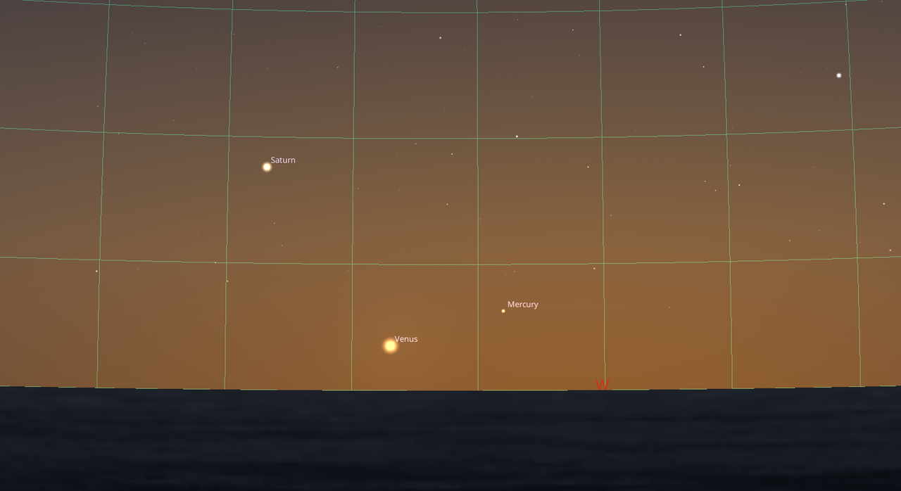 A view of Venus, Mercury and Saturn on 28 Feb 2026
