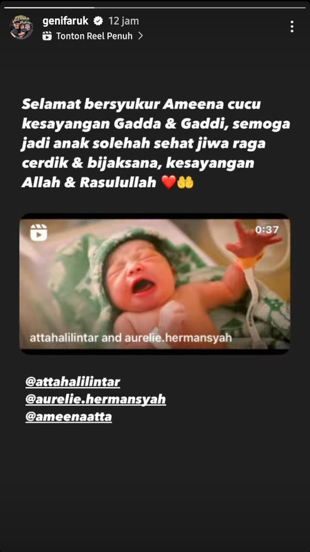 Ucapan ulang tahun Geni Faruk ke Ameena.